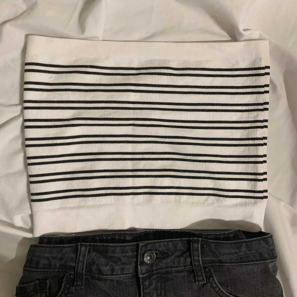 Urban Outfitters Black and White Tube Striped Top